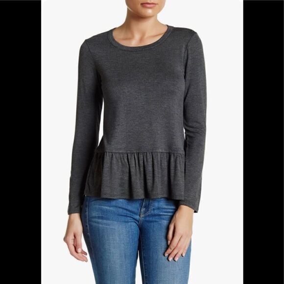 LOFT Top Long Sleeve Gray Color - Picture 1 of 7